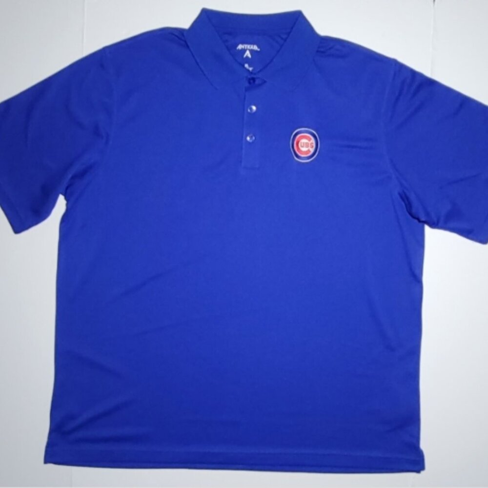 Antigua Chicago Cubs Mens Royal Blue Short Sleeve Polo Size XL